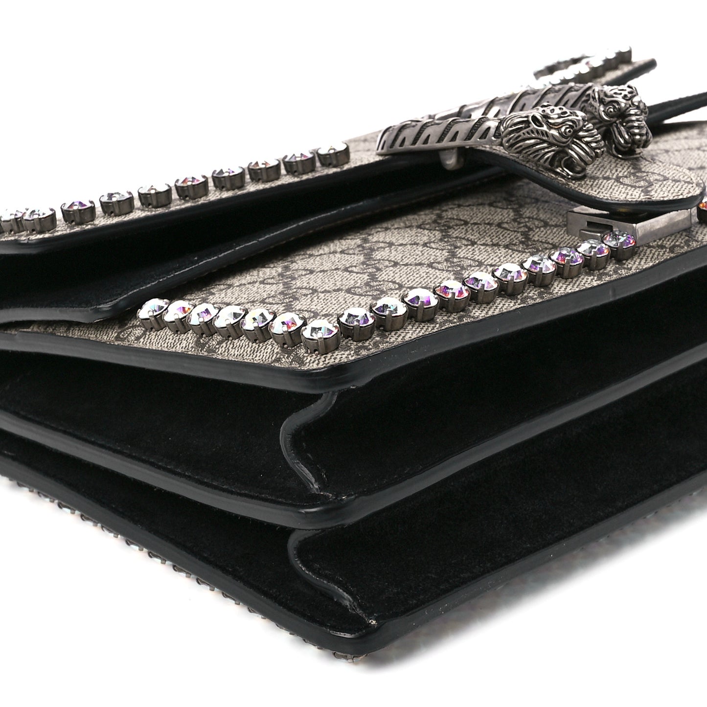 GG Supreme Monogram Crystal Small Dionysus Shoulder Bag Black
