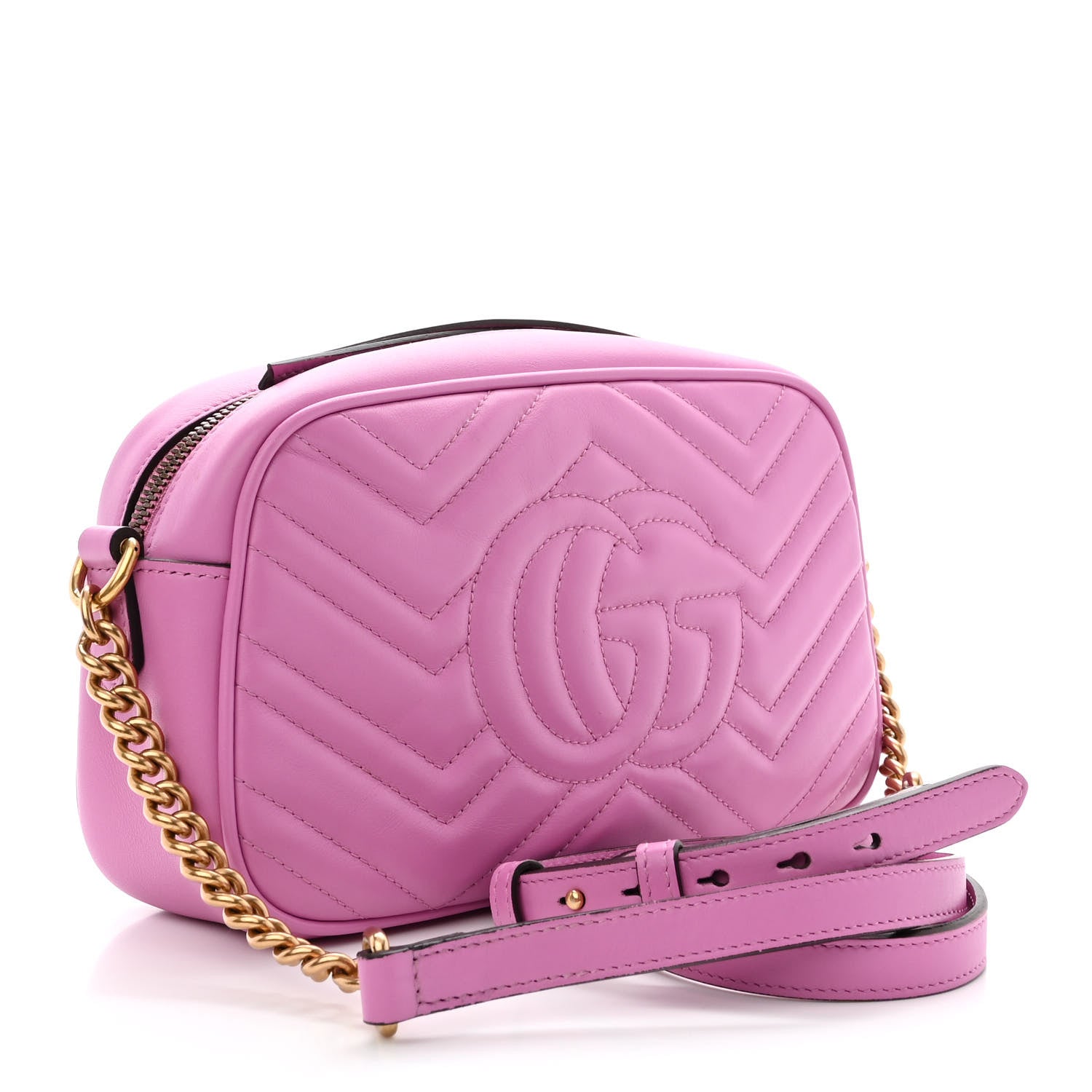 Gucci Calfskin Matelasse Small GG Marmont Chain Shoulder Bag Candy Mousse 3 of 10