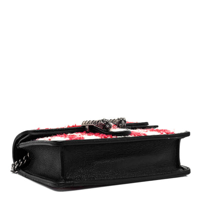 Gucci Tweed Check Super Mini Dionysus Shoulder Bag Black Red 4 of 10