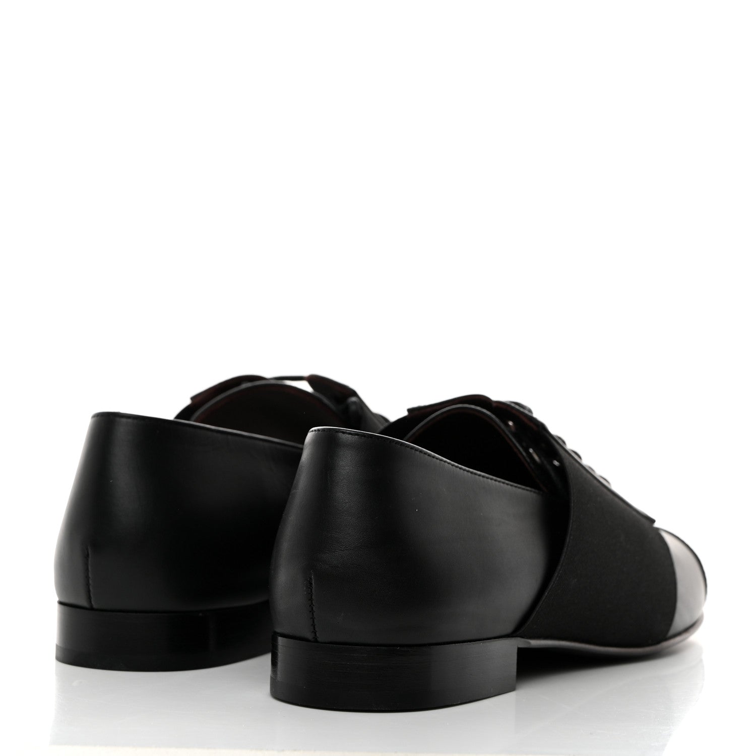 Chanel Calfskin Elastic Lace Up Cap Toe CC Loafers 38 Black 4 of 9