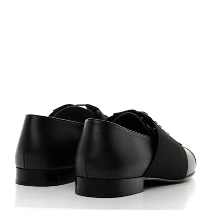 Chanel Calfskin Elastic Lace Up Cap Toe CC Loafers 38 Black 4 of 9