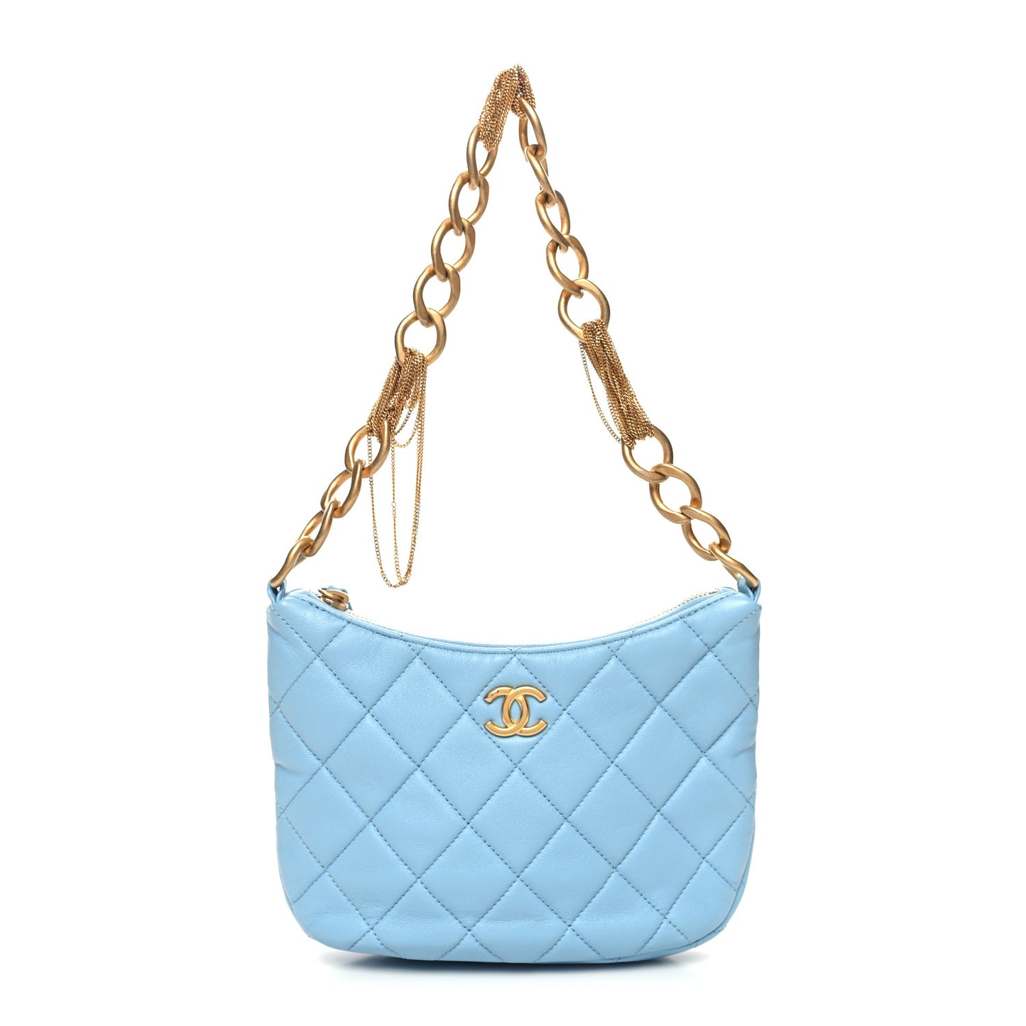 Lambskin Quilted CC Chain Hobo Blue