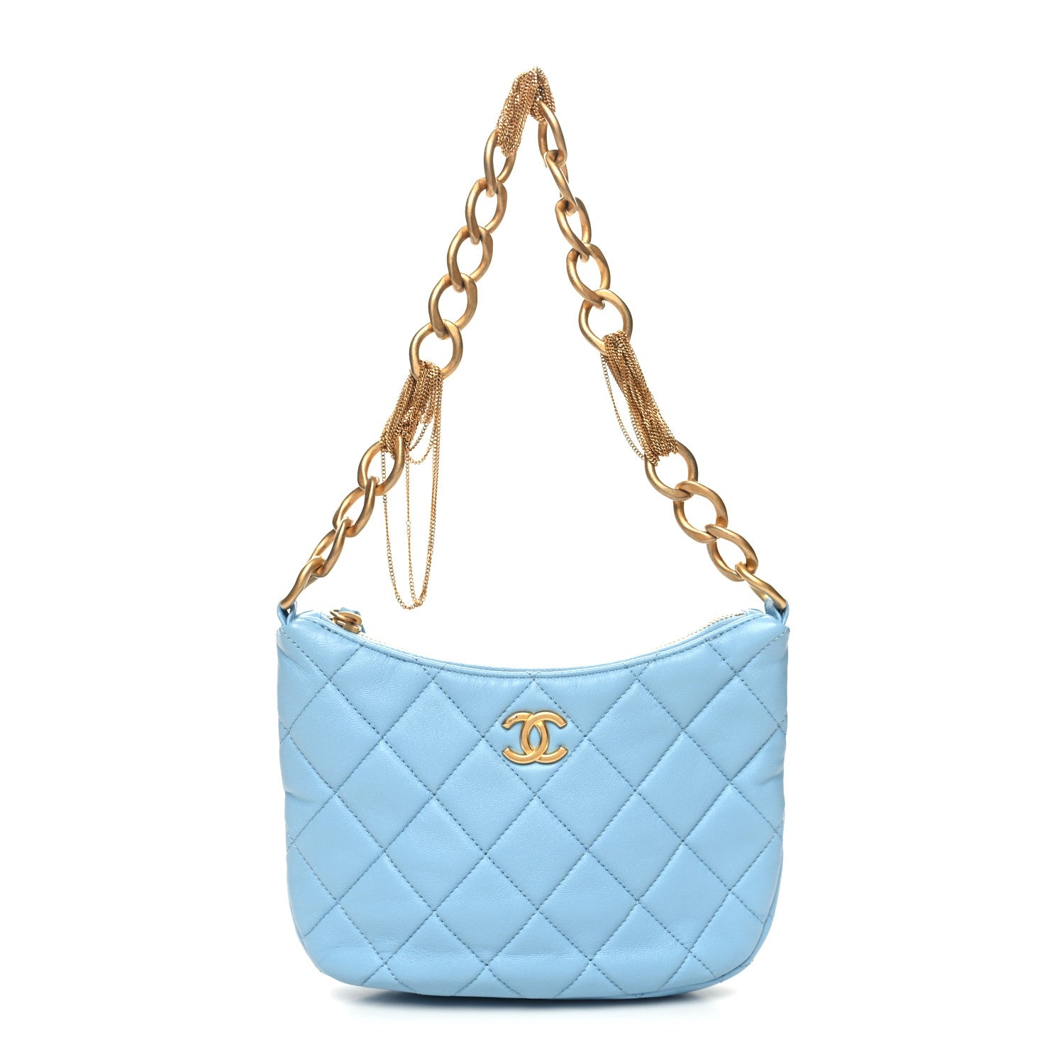Chanel Lambskin Quilted CC Chain Hobo Blue 1 of 12