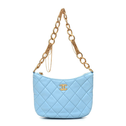 Chanel Lambskin Quilted CC Chain Hobo Blue 1 of 12