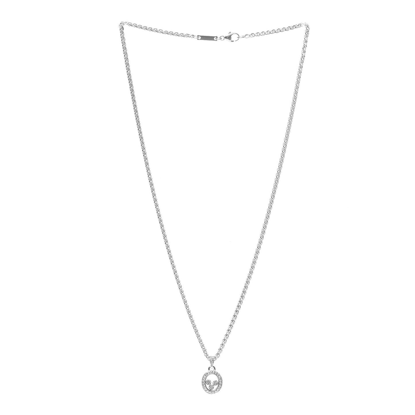 18K White Gold Diamond Happy Diamonds Icons Oval Pendant Necklace