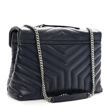 Saint Laurent Calfskin Y Quilted Monogram Medium Loulou Chain Satchel Medium Blue 3 of 13