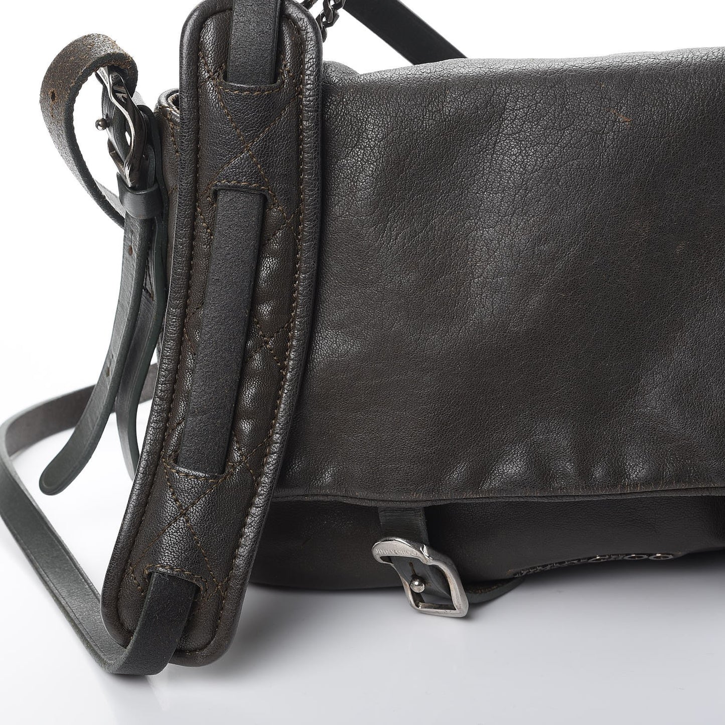Goatskin Small Becka Biker Crossbody Bag Green