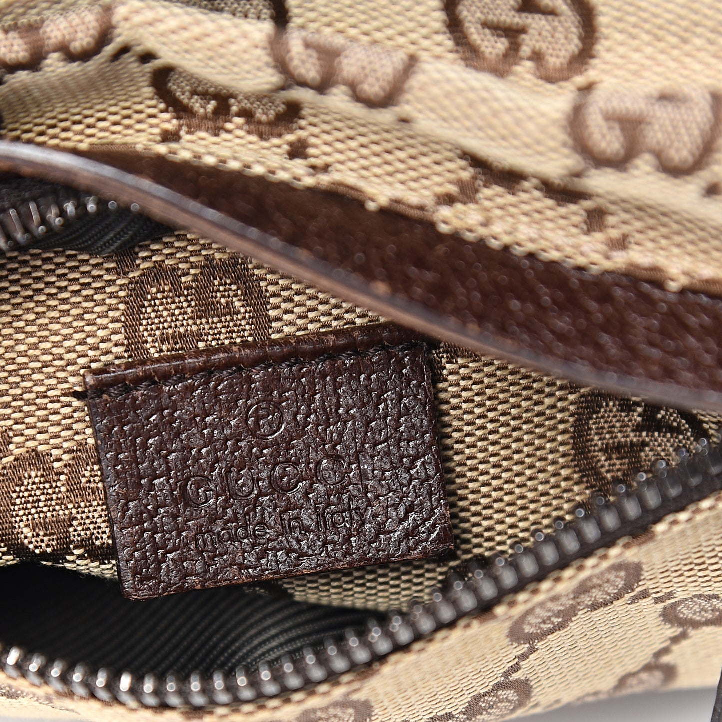 GG Monogram Double Pocket Belt Bag Dark Brown