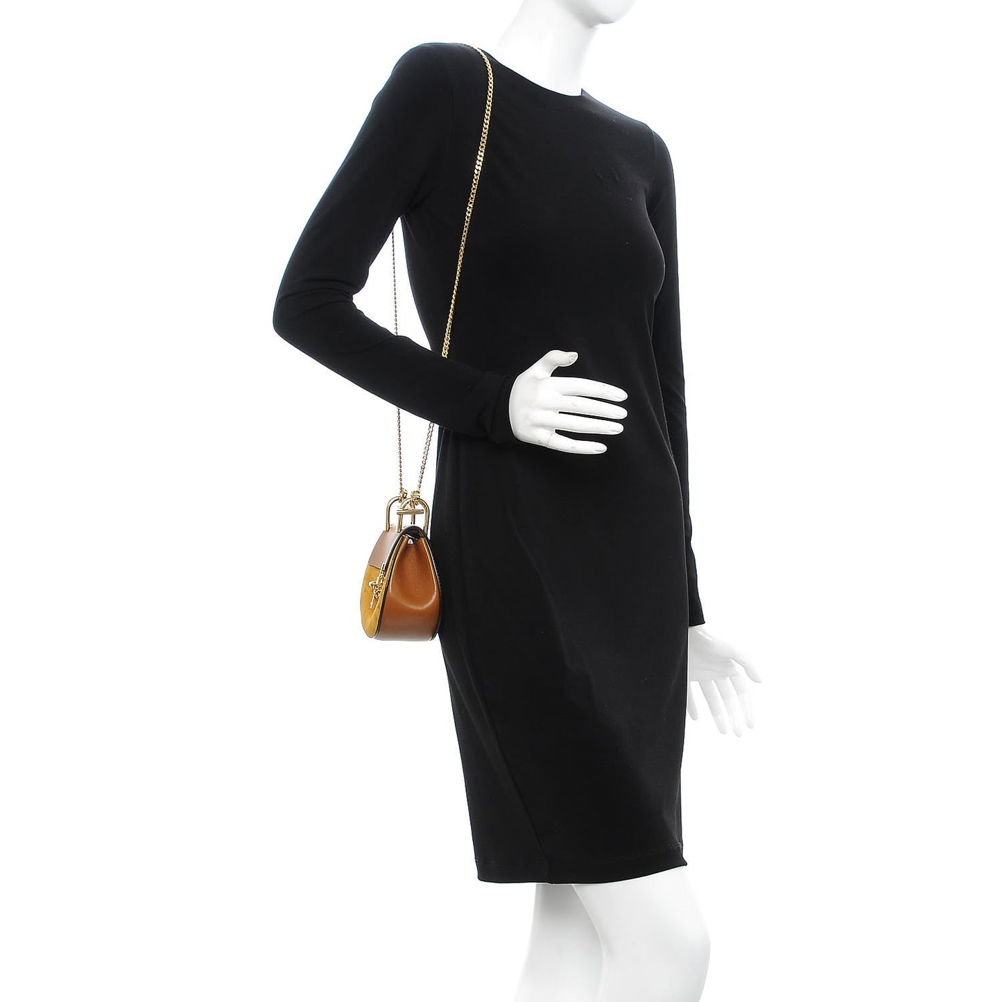 Suede Smooth Calfskin Nano Drew Shoulder Bag Caramel