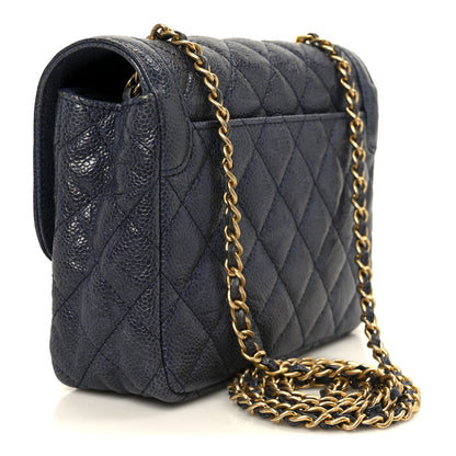 Chanel Crumpled Grained Calfskin Quilted Mini Two Tone Flap Blue 3 of 12