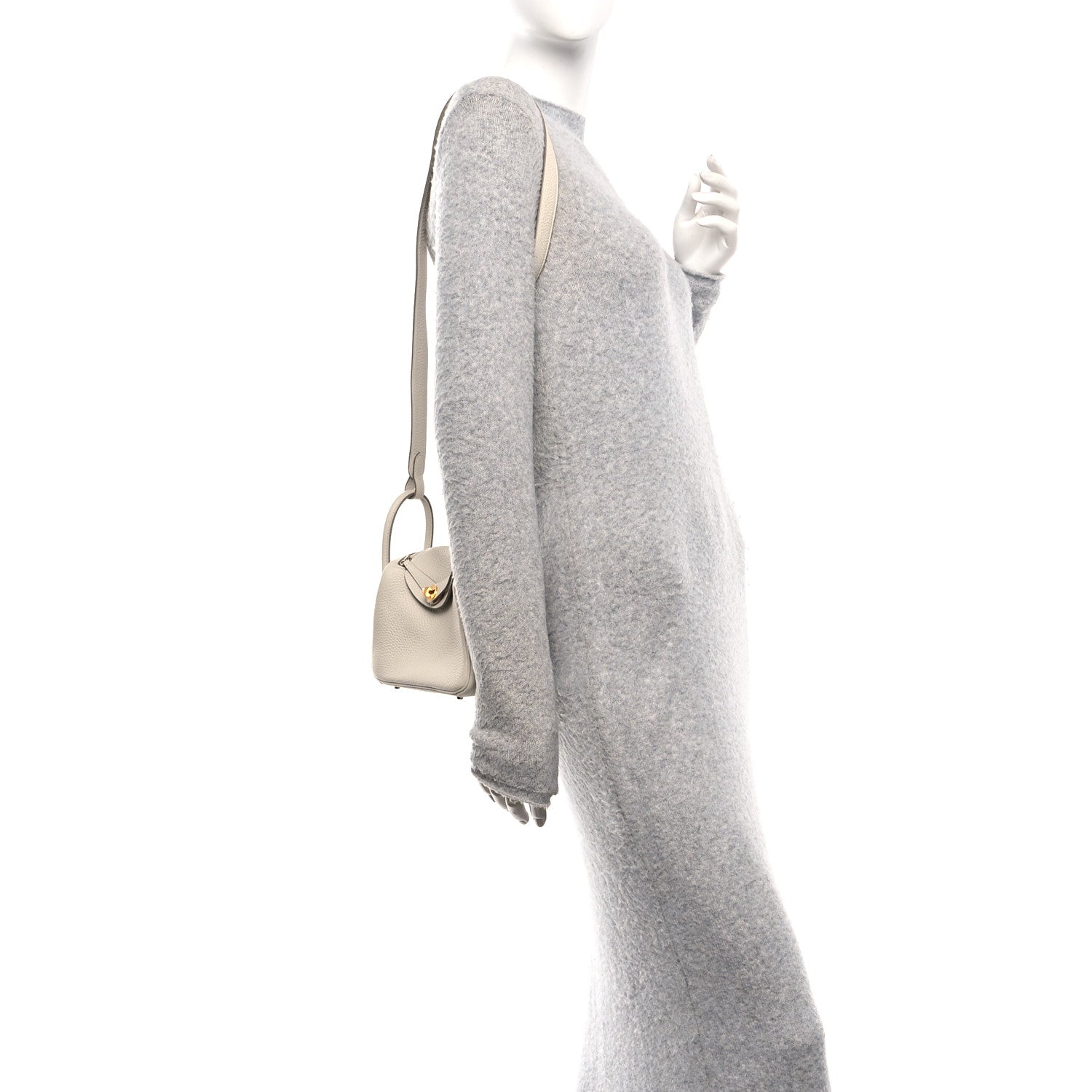 Hermes Taurillon Clemence Mini Lindy 20 Craie 2 of 11