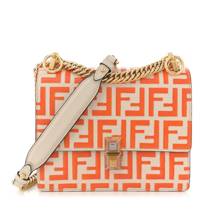 Fendi Vitello Liberty Bi-Color FF 1974 Embossed Small Kan I Shoulder Bag Camelia Aranciata 1 of 13