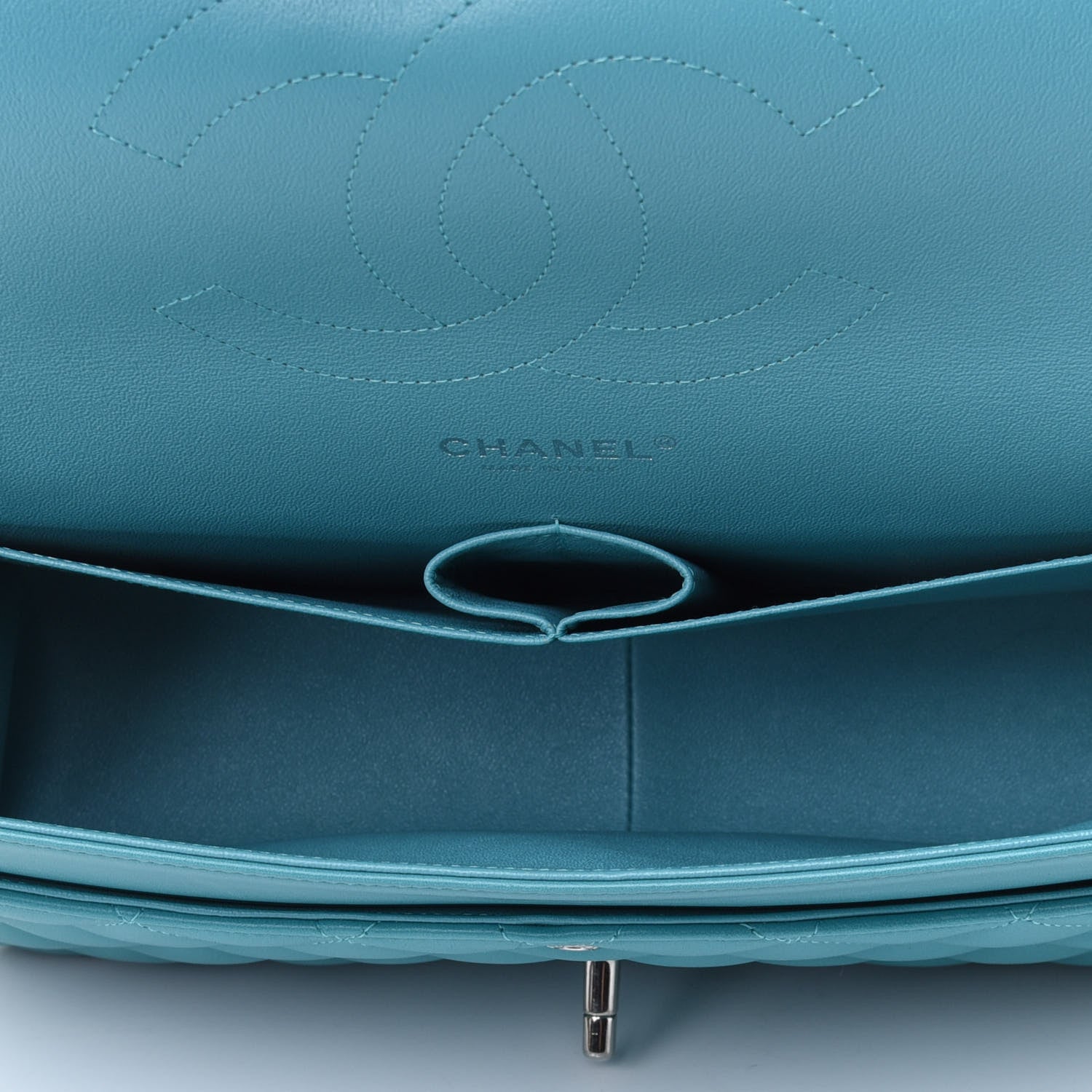 Chanel Lambskin Quilted Jumbo Double Flap Turquoise 4 of 4