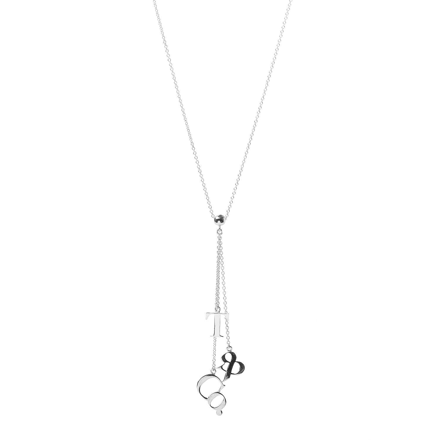 Tiffany Sterling Silver Letters Lariat Necklace 1 of 4