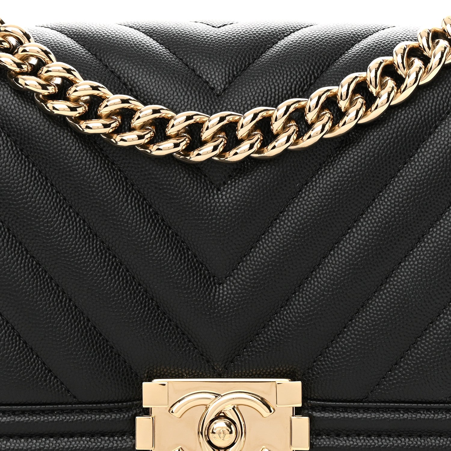 Chanel Caviar Chevron Quilted Medium Boy Flap Black 8 of 12