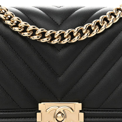 Chanel Caviar Chevron Quilted Medium Boy Flap Black 8 of 12