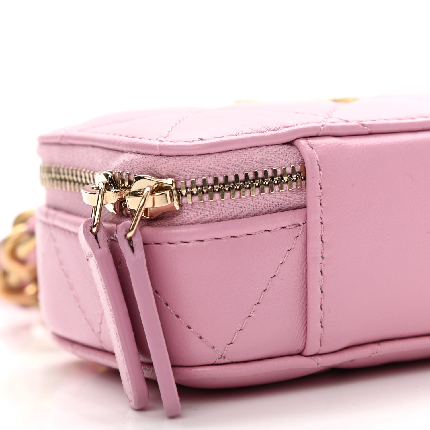 Chanel Lambskin Quilted Mini Lacquered Chain Clutch Pink 9 of 12