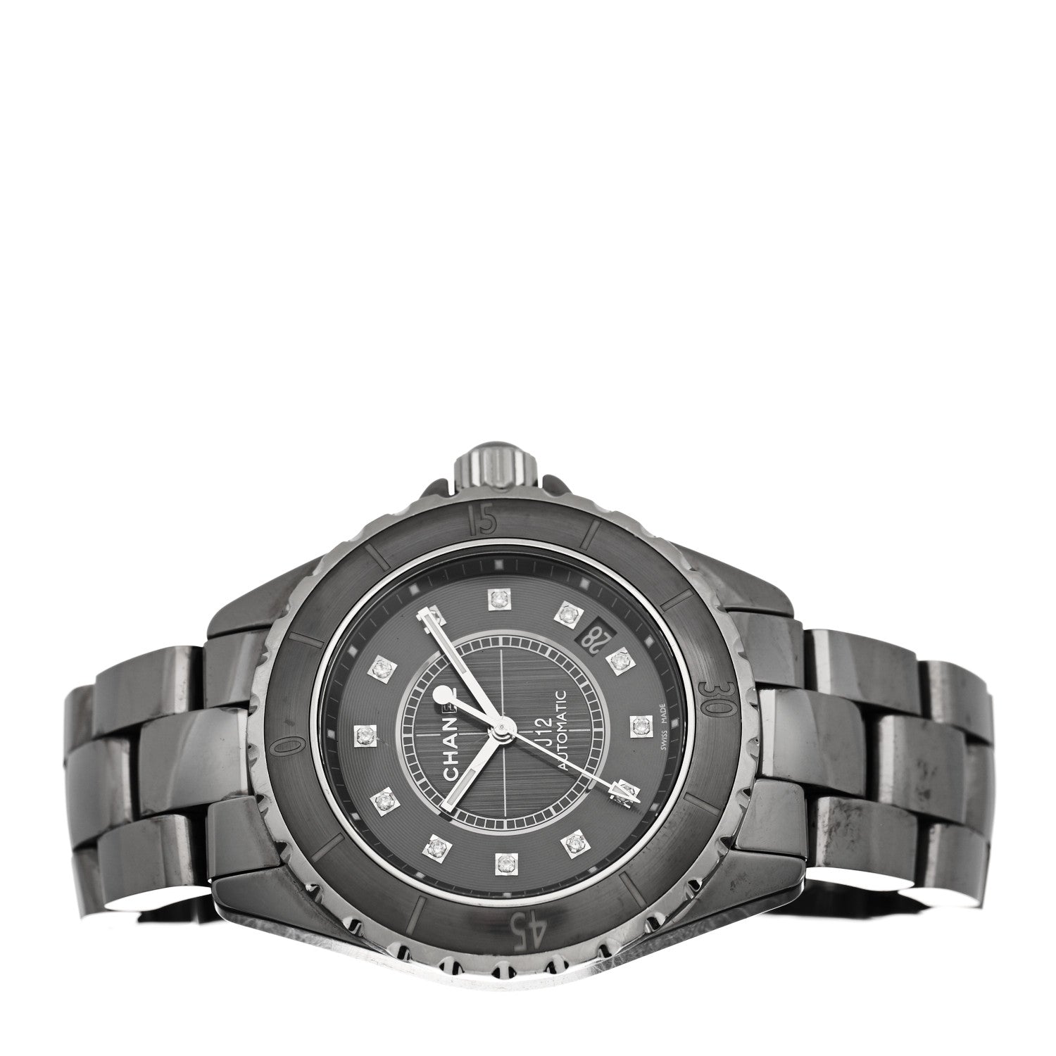 Chanel Titanium Ceramic Diamond 38mm J12 Automatic Watch 2 of 4