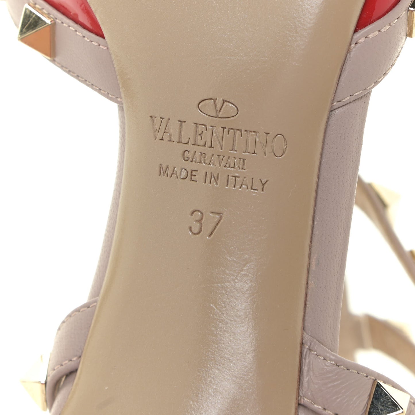 Patent Rockstud Ankle Strap 65mm Pumps 37 Rosso Valentino Poudre