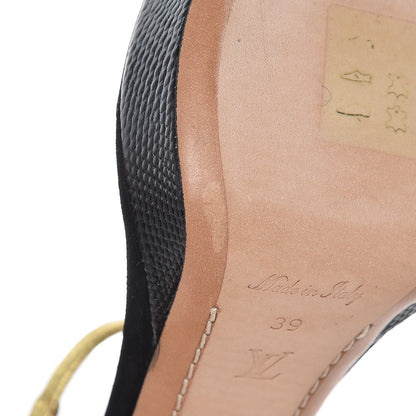Louis Vuitton Artiface Suede Sandal Heels 39 Black 10 of 12