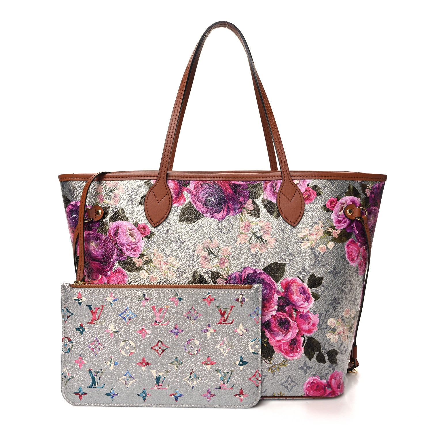 Louis Vuitton Metallic Monogram LV Garden Neverfull MM Silver 2 of 11