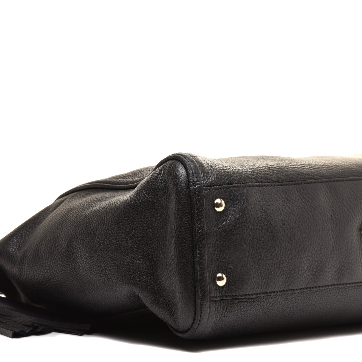 Pebbled Calfskin Large Soho Top Handle Bag Black
