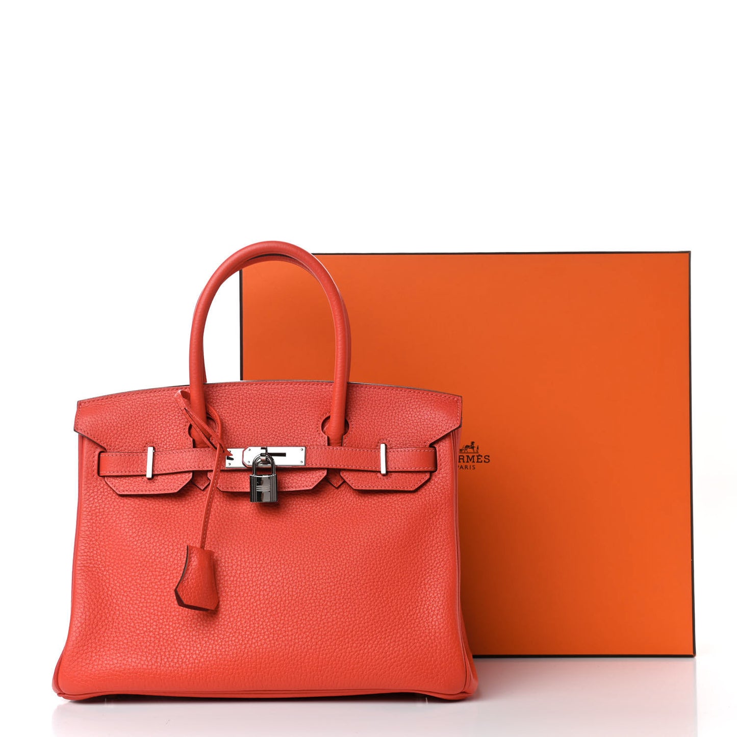 Taurillon Clemence Birkin 30 Rouge Pivoine