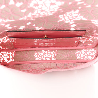 Fendi Mesh Patent Floral Embroidered Monochrome Baguette Pink 5 of 10