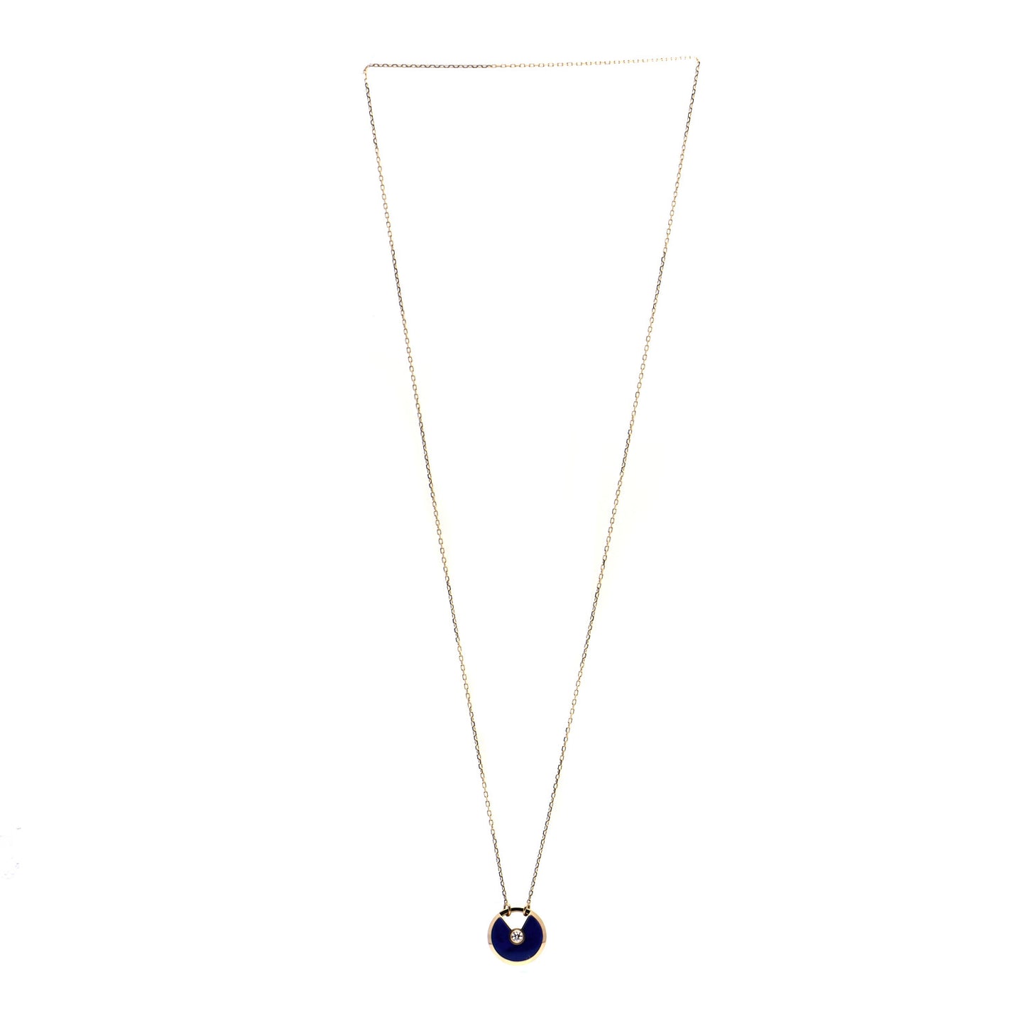 18K Yellow Gold Diamond Lapis Lazuli SM Amulette de Cartier Pendant Necklace