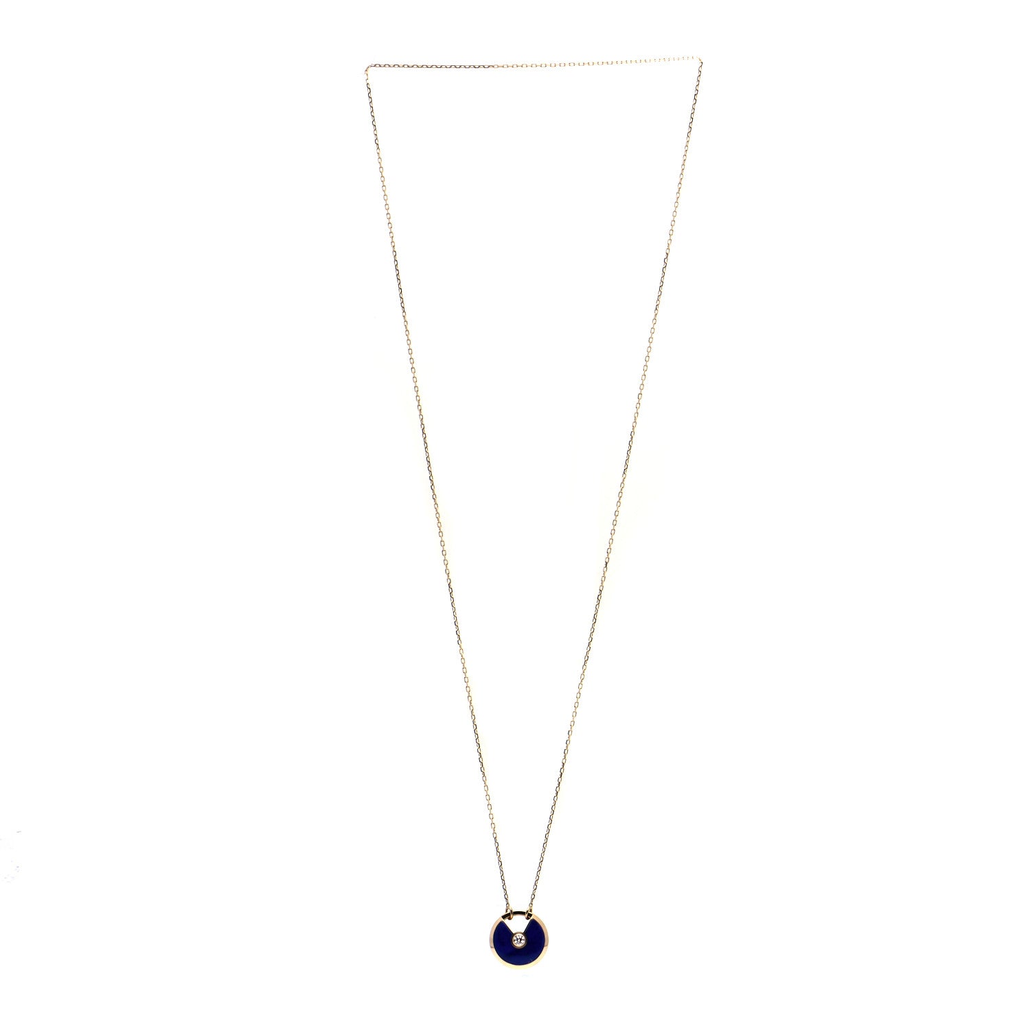 Cartier 18K Yellow Gold Diamond Lapis Lazuli SM Amulette de Cartier Pendant Necklace 2 of 4