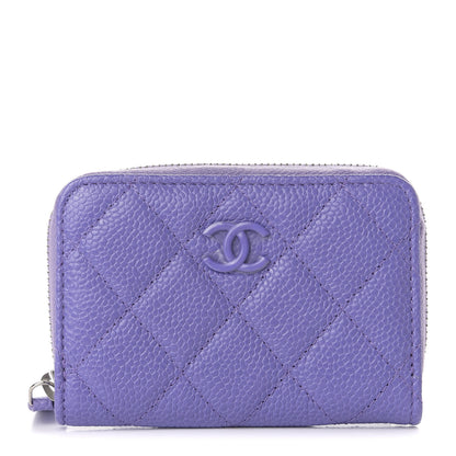Chanel Caviar Quilted Incognito Zip Coin Purse Purple 1 of 9