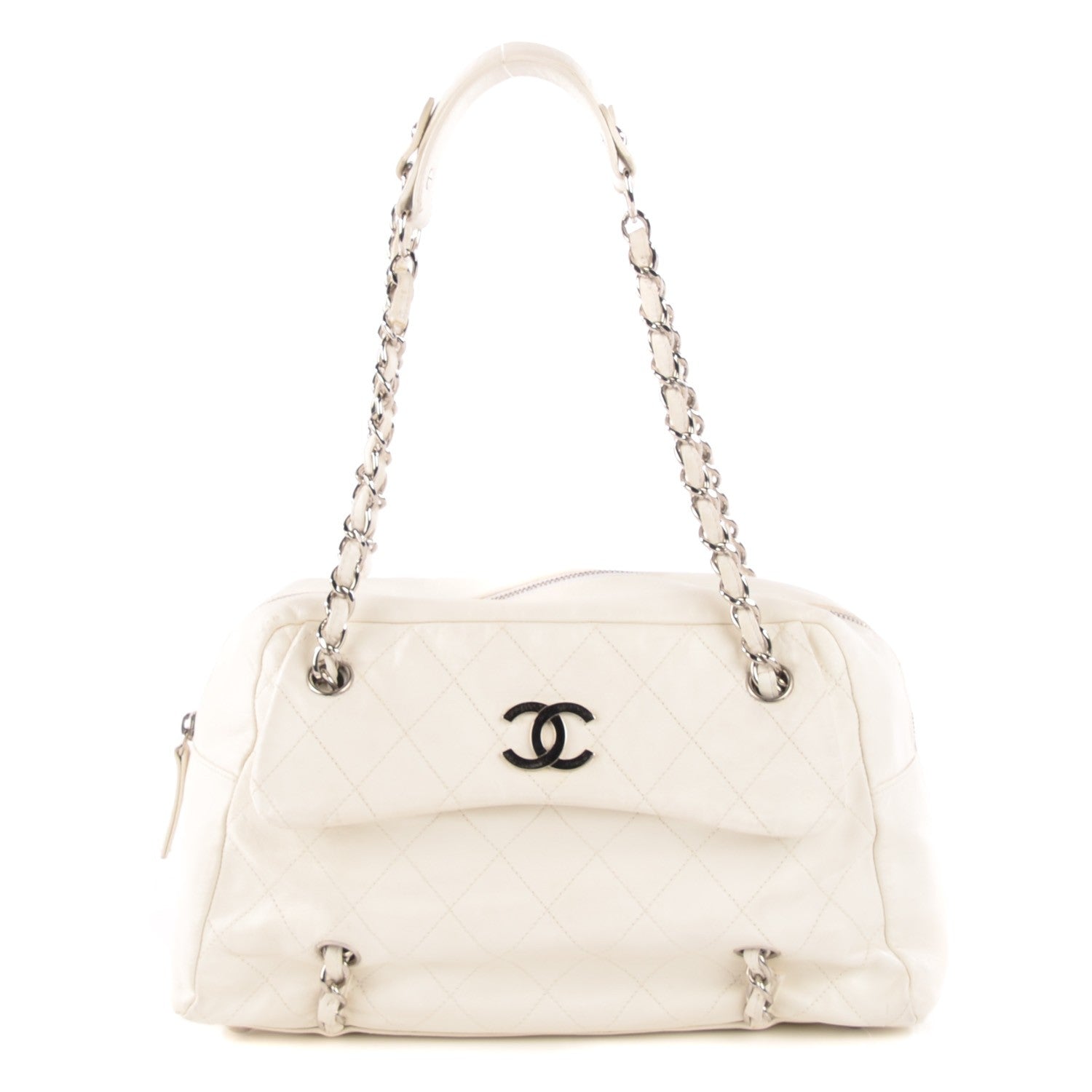 Chanel Lambskin Quilted Chain Around Tote White 1 of 8