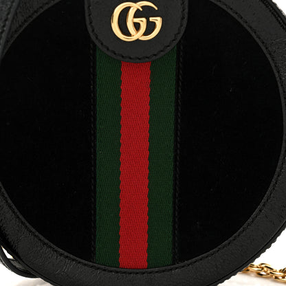 Gucci Suede Patent Web Mini Ophidia Round Shoulder Bag Black 8 of 12