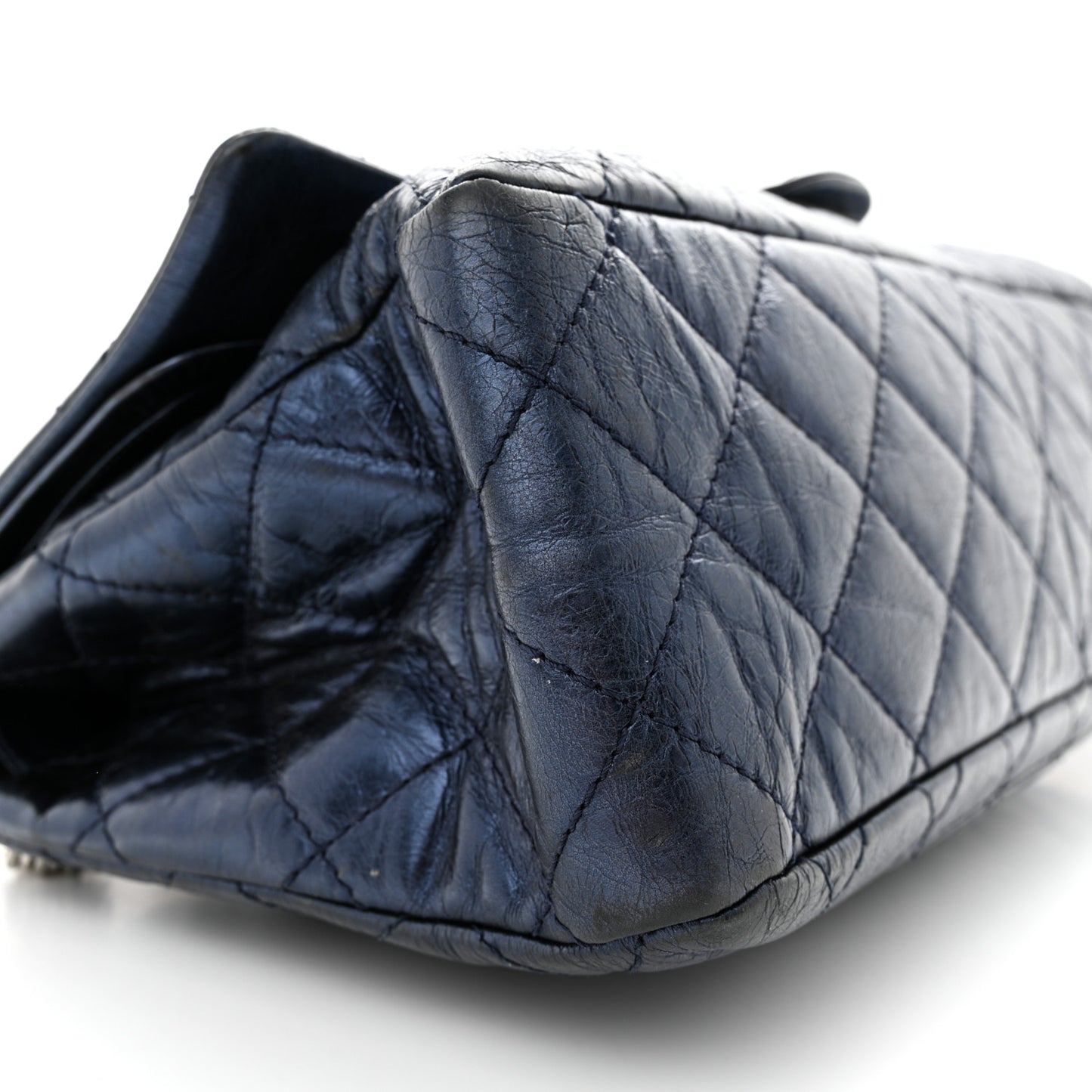 Metallic Aged Calfskin Quilted 2.55 Reissue 228 Flap Blue