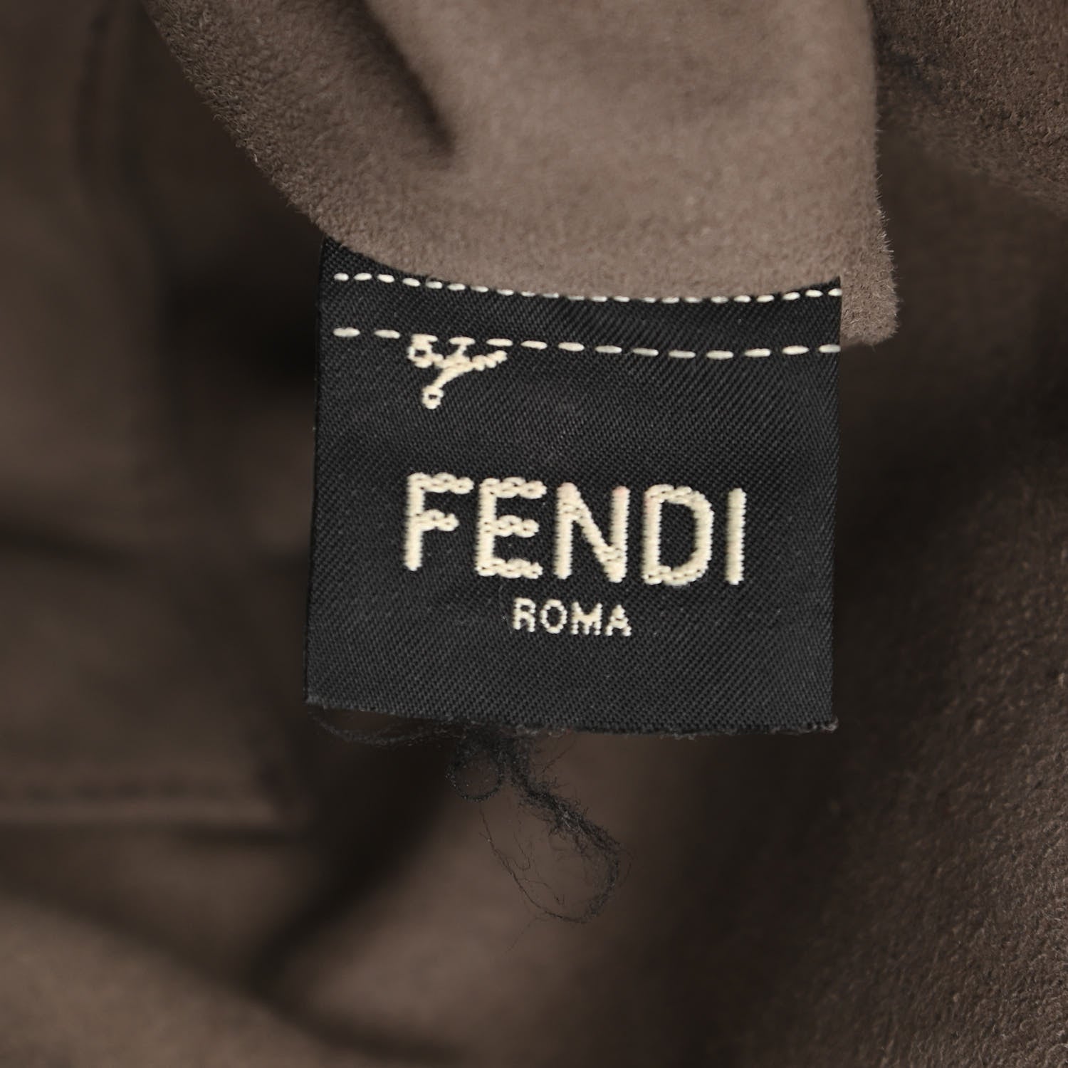 Fendi Glazed Fabric Vitello Grace F is Fendi FF 1974 Stamp Patch Grande Mon Tresor Bucket Bag Mogano Panna Black 8 of 11