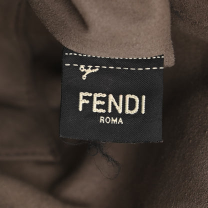 Fendi Glazed Fabric Vitello Grace F is Fendi FF 1974 Stamp Patch Grande Mon Tresor Bucket Bag Mogano Panna Black 8 of 11