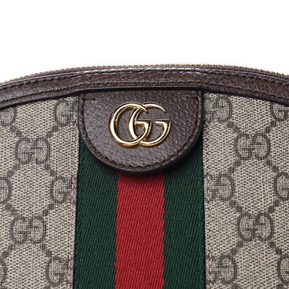 Gucci GG Supreme Monogram Textured Dollar Calfskin Web Small Ophidia Dome Shoulder Bag Beige Ebony New Acero 7 of 9