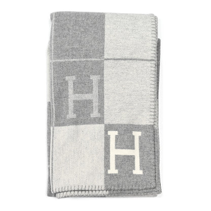 Hermes Wool Cashmere Avalon III Blanket Ecru Gris Clair 1 of 3