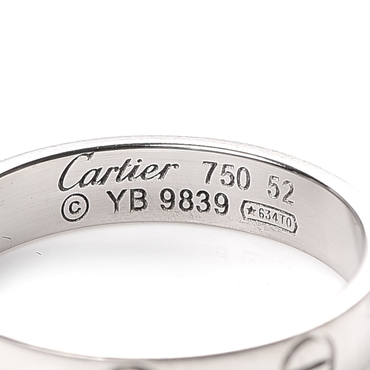 18K White Gold 3.5mm LOVE Wedding Band Ring 52 6