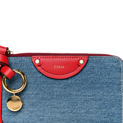 Chloe Calfskin Denim Alphabet Purse Wallet Blue Red 11 of 13