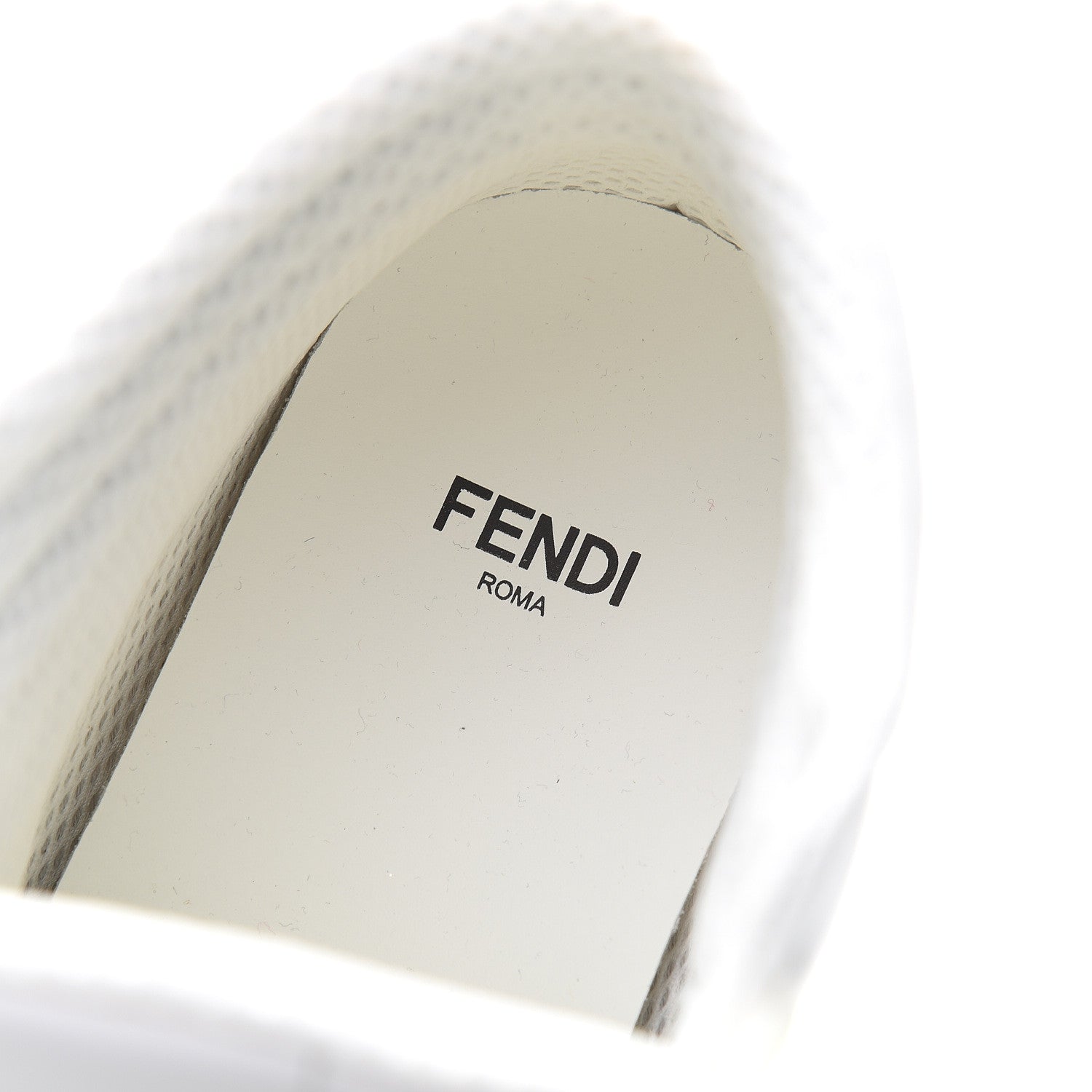 Fendi Nappa Macro FF Embossed Womens High Top Sneakers 37.5 White Ice 6 of 8