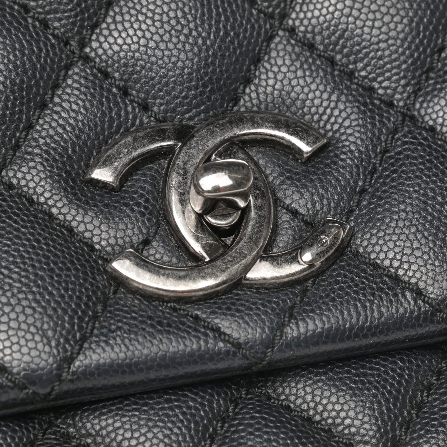 Caviar Quilted Small Coco Handle Flap Black