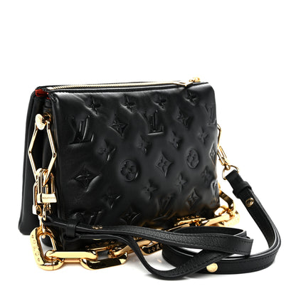 Louis Vuitton Lambskin Embossed Monogram Coussin BB Black 3 of 9