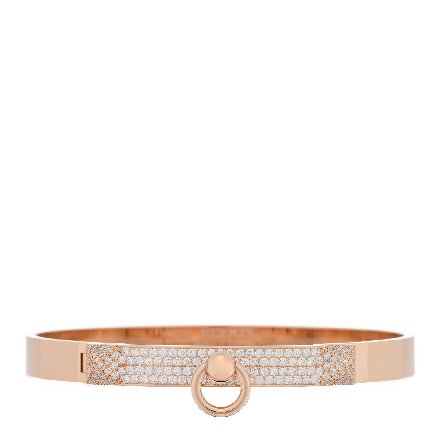 Hermes 18K Rose Gold Diamond PM Collier De Chien Pave Bracelet SH 1 of 4
