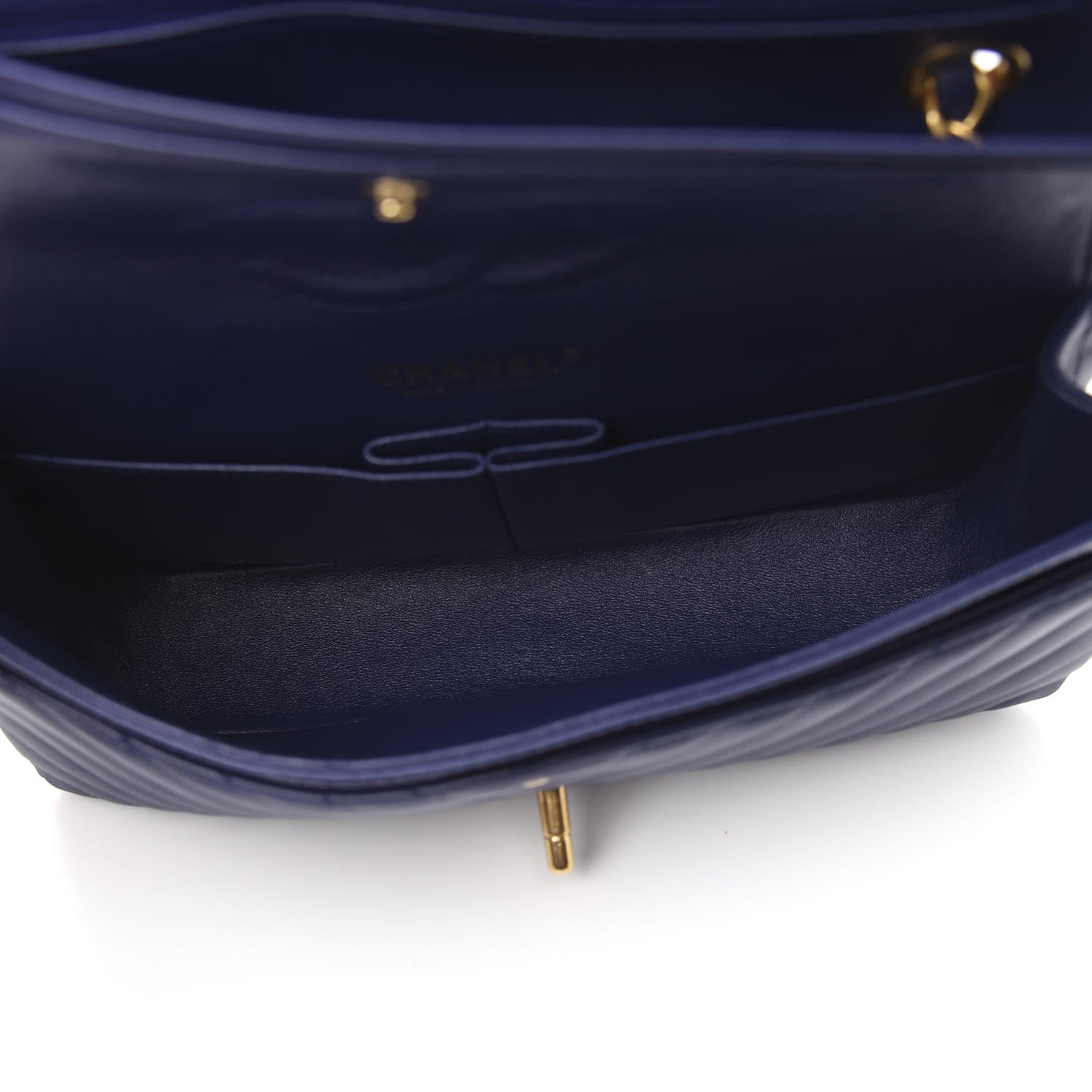 Chanel Lambskin Chevron Quilted Medium Double Flap Blue 5 of 11
