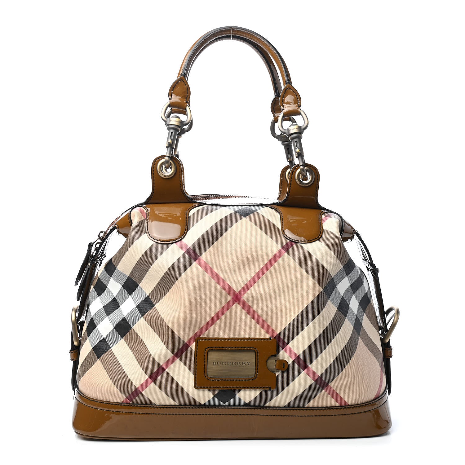 Burberry Patent Nova Check Satchel Brown 1 of 8