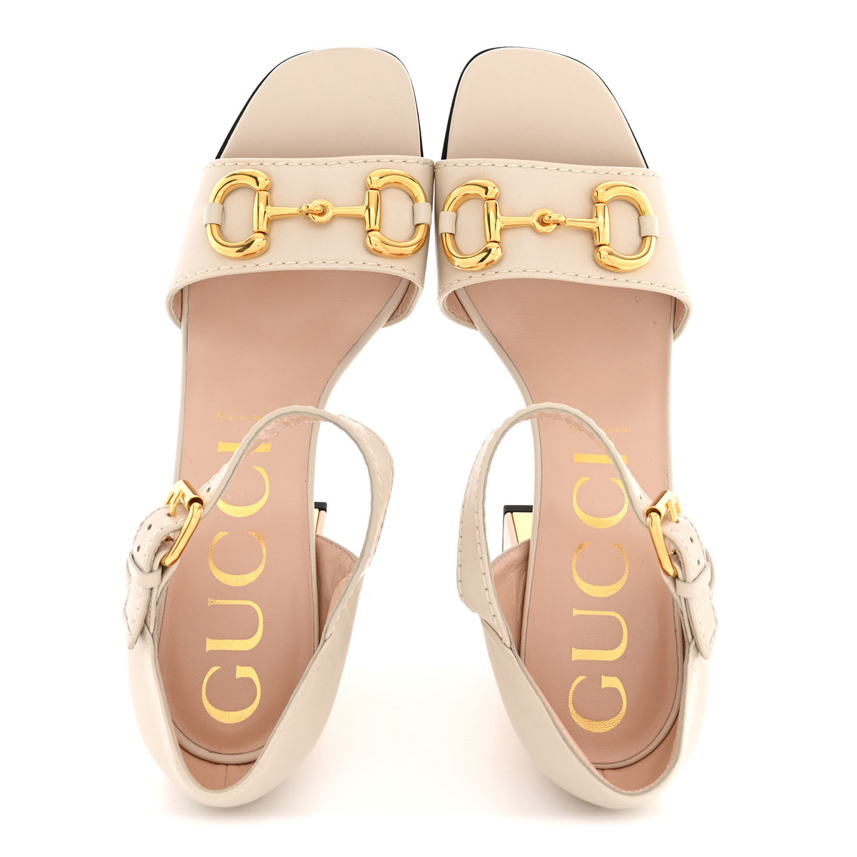 Gucci Nappa Horsebit Cross Strap 95mm Sandals 41 Mystic White 2 of 10