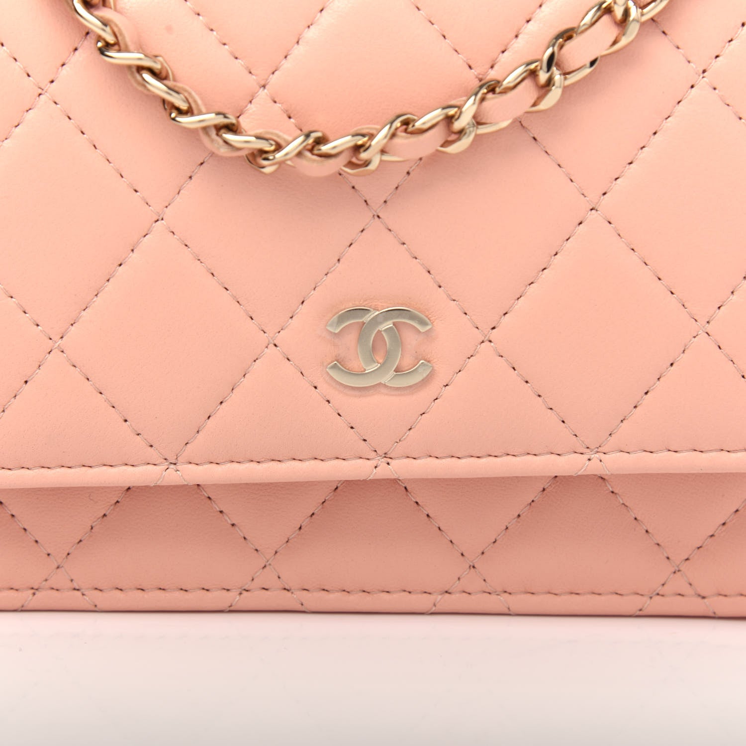 Chanel Lambskin Quilted Mini Wallet On Chain WOC Light Pink 10 of 11