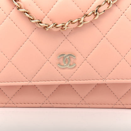 Chanel Lambskin Quilted Mini Wallet On Chain WOC Light Pink 10 of 11