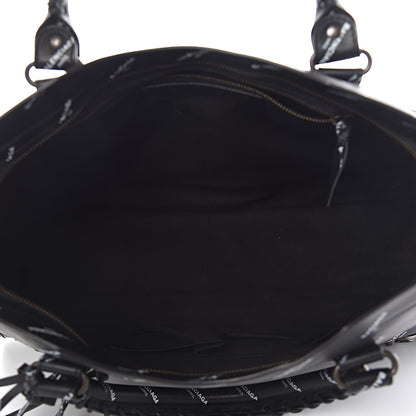 Balenciaga Veau Allover Logo Classic Hardware City Black White 5 of 10